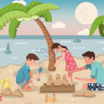 Gambar Pantai Musim Panas Dengan Anak-anak Bermain Dengan Pasir Terbaik ...